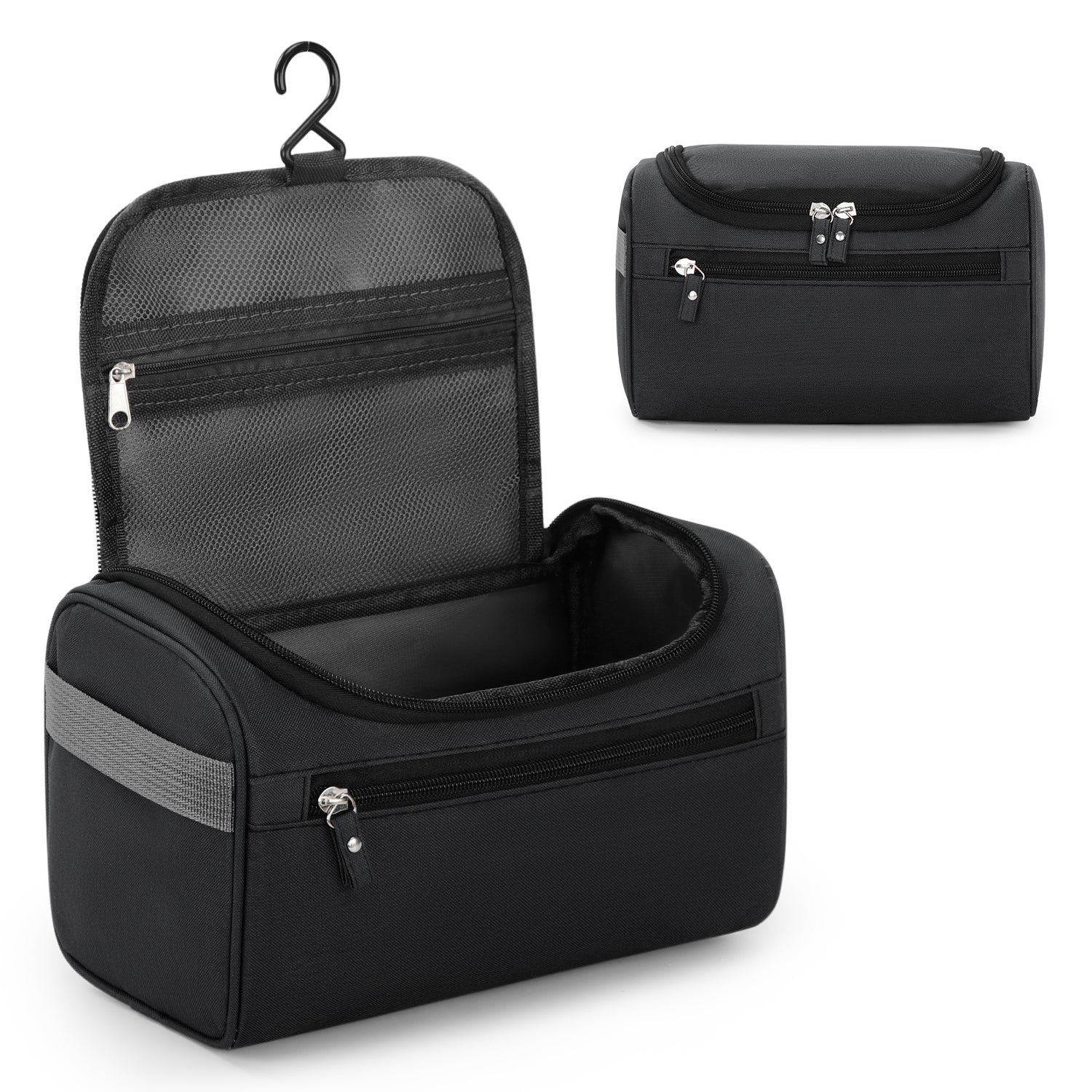 UNIWELL Hanging Toiletry Bag, Waterproof Cosmetics Bag, Bathroom Dopp Kit, Travel Toiletry Bag Shaving Bag for Men Grey
