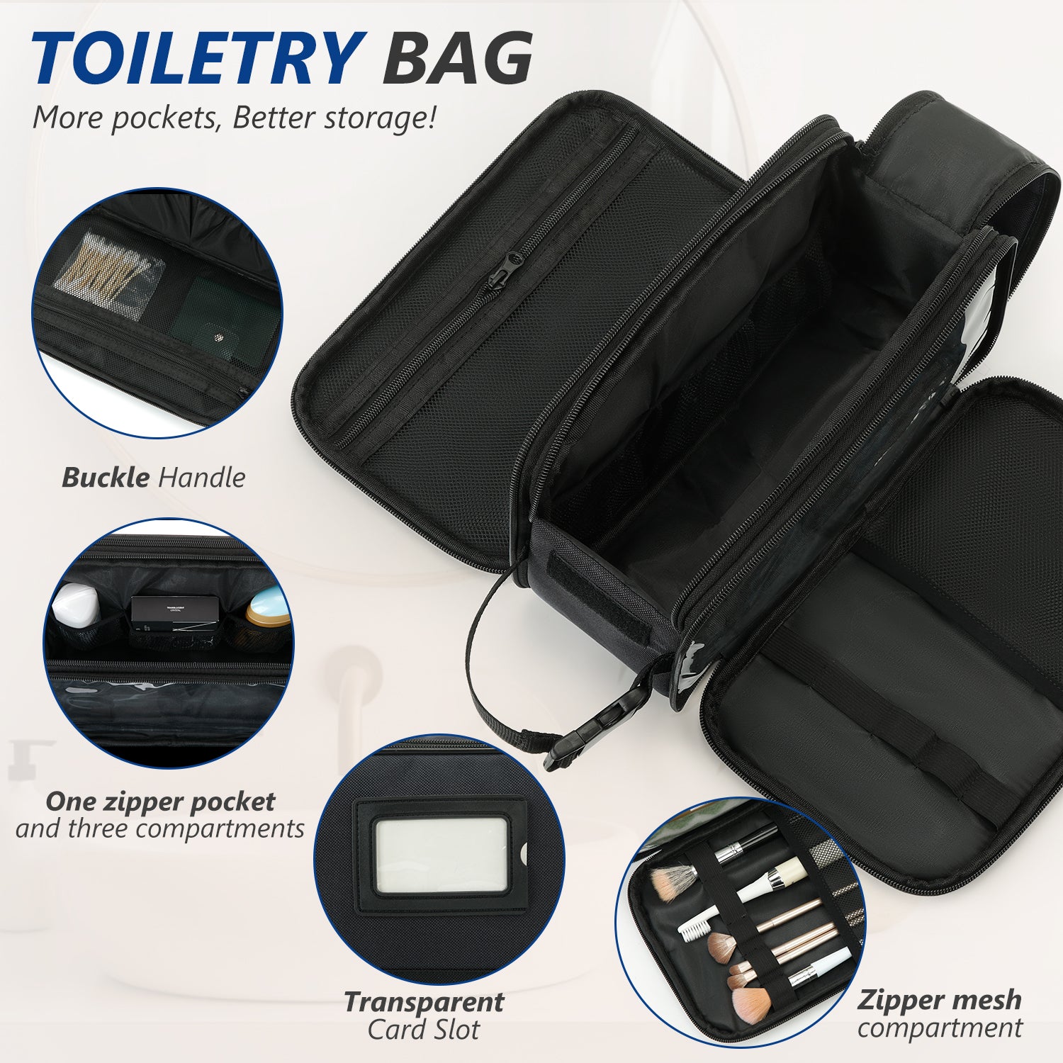 UNIWELL Toiletry Bag for Men, Travel Shaving Dopp Kit, Water Resistant Travel Bag Toiletries Organizer for Grooming with Divider, Cosmetic Bag Pouch