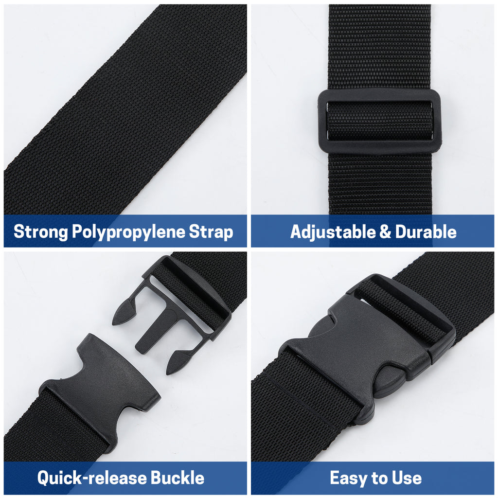 UNIWELL 4 Pack Adjustable Luggage Straps for Suitcases - Heavy Duty Travel Belt with Quick Release Buckle