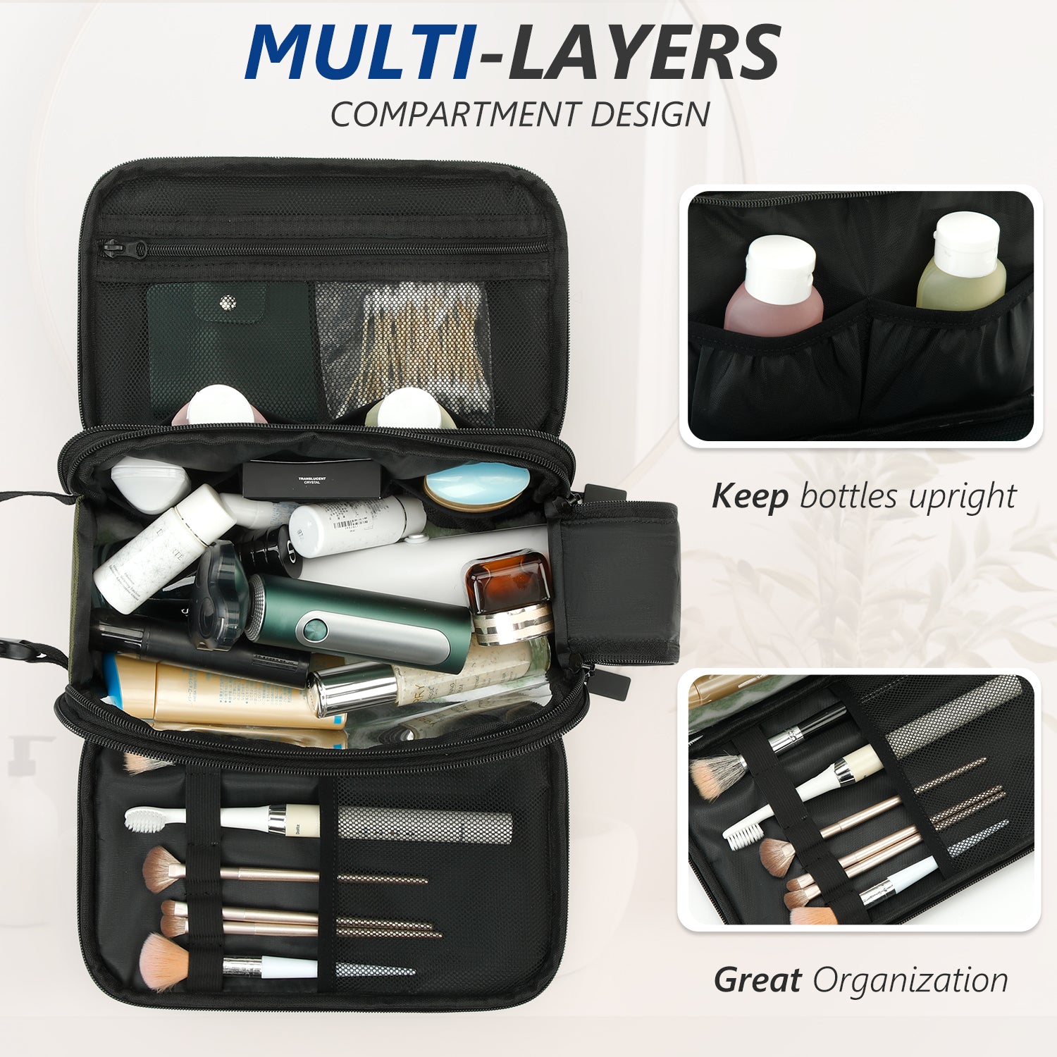 UNIWELL Toiletry Bag for Men, Travel Shaving Dopp Kit, Water Resistant Travel Bag Toiletries Organizer for Grooming with Divider, Cosmetic Bag Pouch