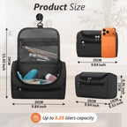 UNIWELL Hanging Toiletry Bag, Waterproof Cosmetics Bag, Bathroom Dopp Kit, Travel Toiletry Bag Shaving Bag for Men Grey