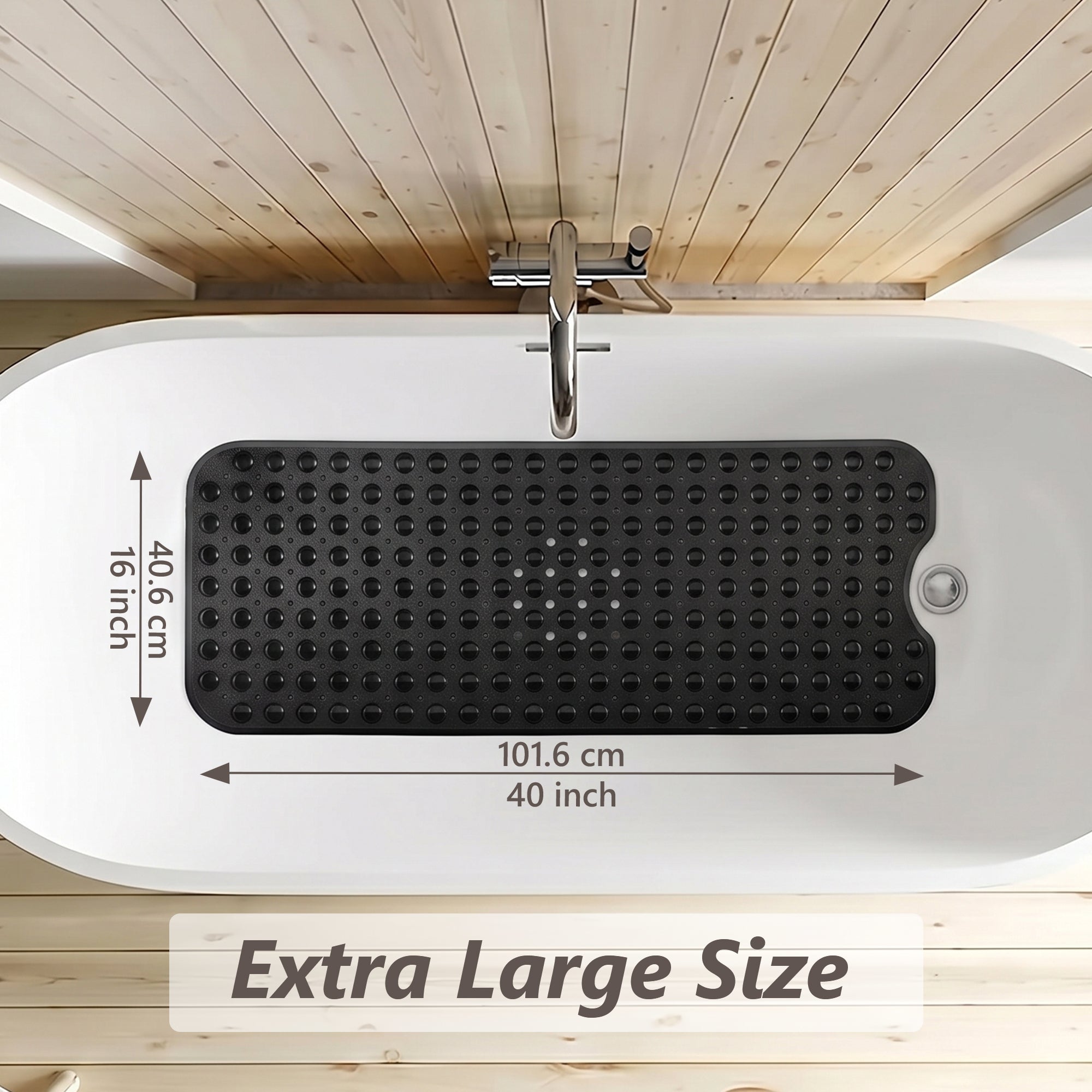 UNIWELL Bathtub Mat with Suction Cups , 40*16inch Non Slip PVC  Shower Mat ,Safety Grip Machine Washable Bathroom Mats Clear