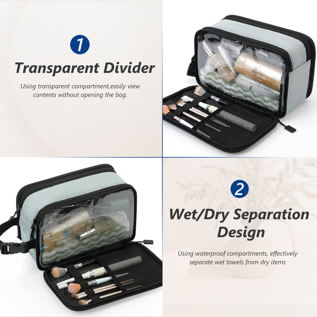 UNIWELL Toiletry Bag for Men, Travel Shaving Dopp Kit, Water Resistant Travel Bag Toiletries Organizer for Grooming with Divider, Cosmetic Bag Pouch