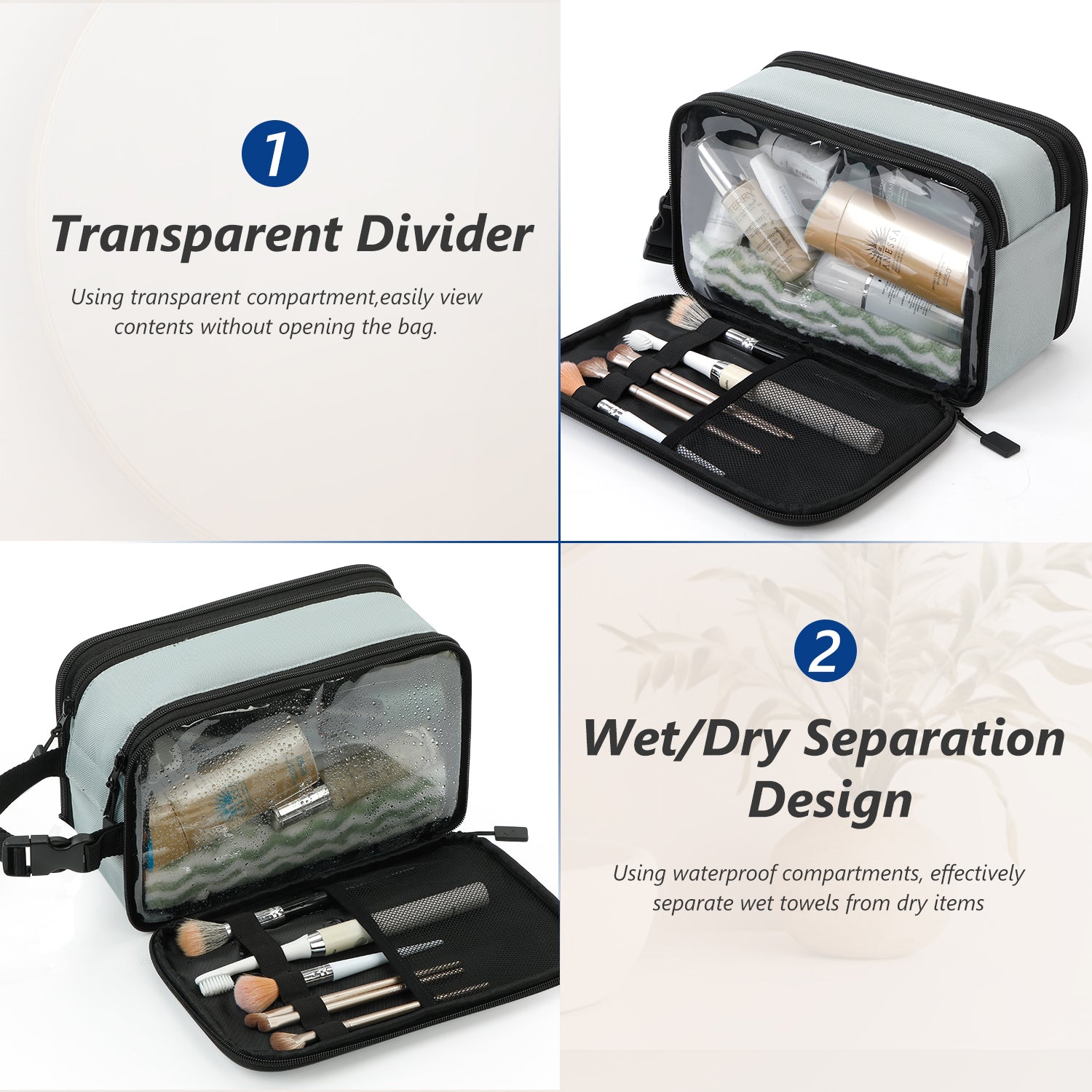 UNIWELL Toiletry Bag for Men, Travel Shaving Dopp Kit, Water Resistant Travel Bag Toiletries Organizer for Grooming with Divider, Cosmetic Bag Pouch