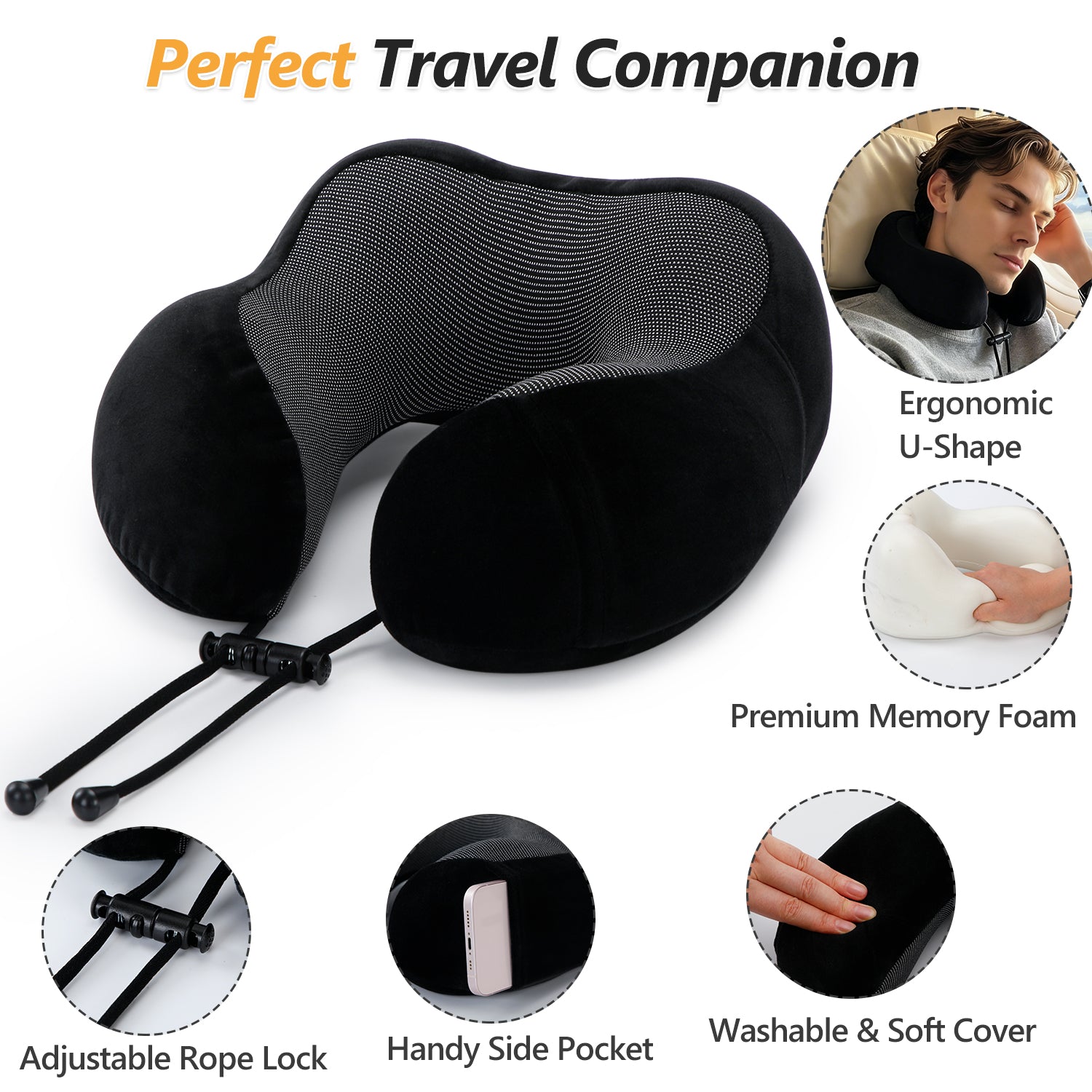UNIWELL Neck Pillow for Traveling Memory Foam Lightweight Cooling Neck Pillows for for Adults Pink