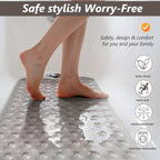 UNIWELL Bathtub Mat with Suction Cups , 40*16inch Non Slip PVC  Shower Mat ,Safety Grip Machine Washable Bathroom Mats Clear