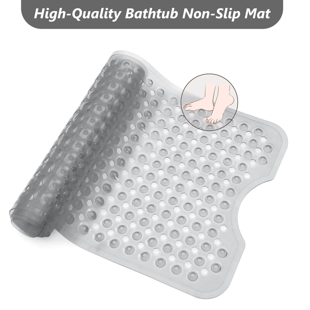 UNIWELL Bathtub Mat with Suction Cups , 40*16inch Non Slip PVC  Shower Mat ,Safety Grip Machine Washable Bathroom Mats Clear