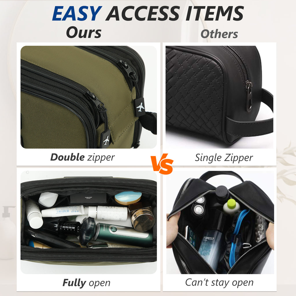 UNIWELL Toiletry Bag for Men, Travel Shaving Dopp Kit, Water Resistant Travel Bag Toiletries Organizer for Grooming with Divider, Cosmetic Bag Pouch
