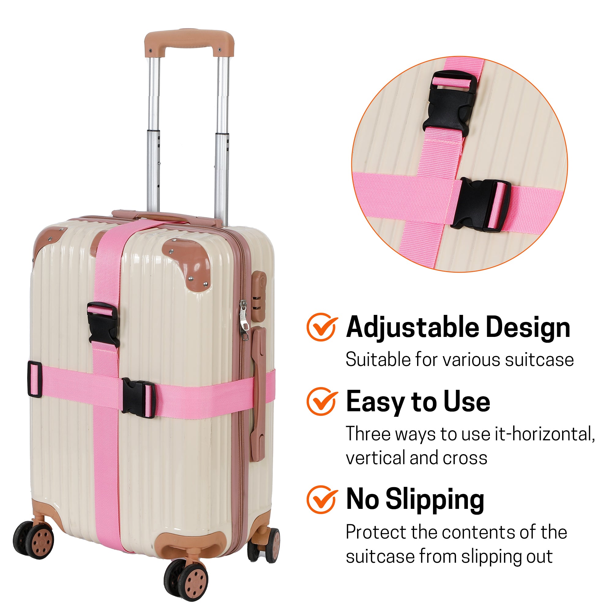 UNIWELL 4 Pack Adjustable Luggage Straps for Suitcases - Heavy Duty Travel Belt with Quick Release Buckle
