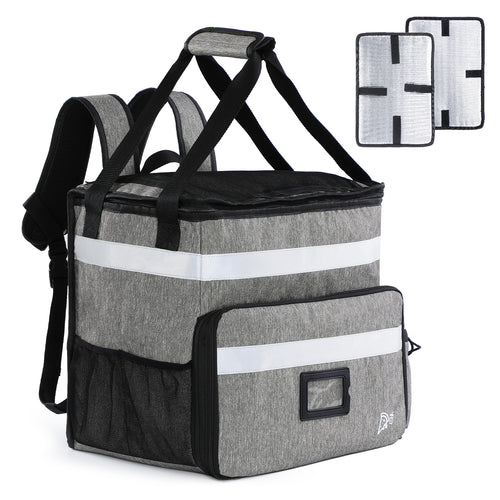 UNIWELL Insulated Food Delivery Backpack, Food Delivery Bag,Expandable Cooler & Hot Pizza Bags with Reflective Strip for Delivery,Camping & Beach