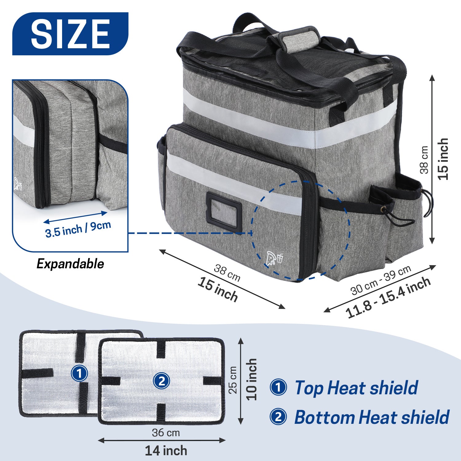 UNIWELL Insulated Food Delivery Backpack, Food Delivery Bag,Expandable Cooler & Hot Pizza Bags with Reflective Strip for Delivery,Camping & Beach