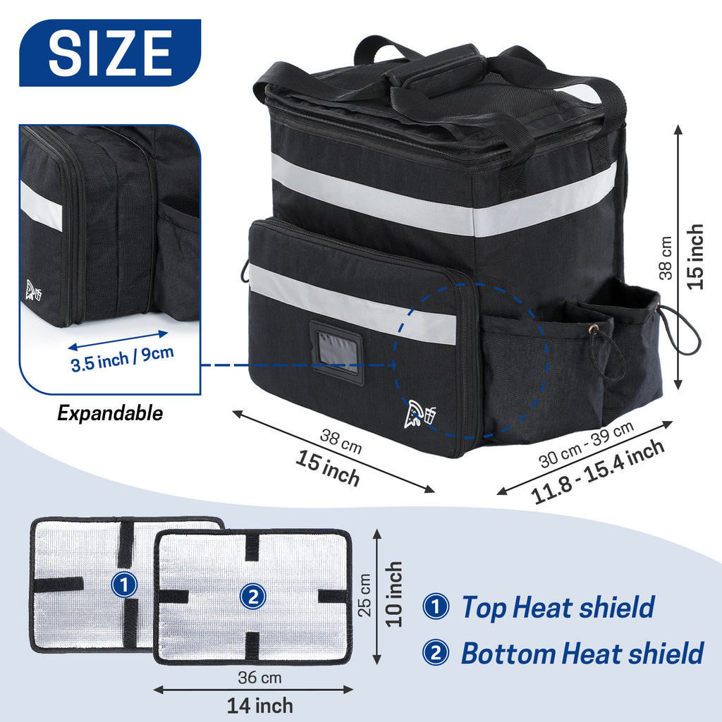 UNIWELL Insulated Food Delivery Backpack, Food Delivery Bag,Expandable Cooler & Hot Pizza Bags with Reflective Strip for Delivery,Camping & Beach