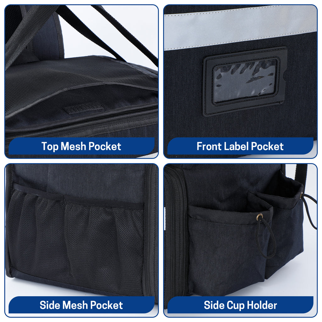 UNIWELL Insulated Food Delivery Backpack, Food Delivery Bag,Expandable Cooler & Hot Pizza Bags with Reflective Strip for Delivery,Camping & Beach
