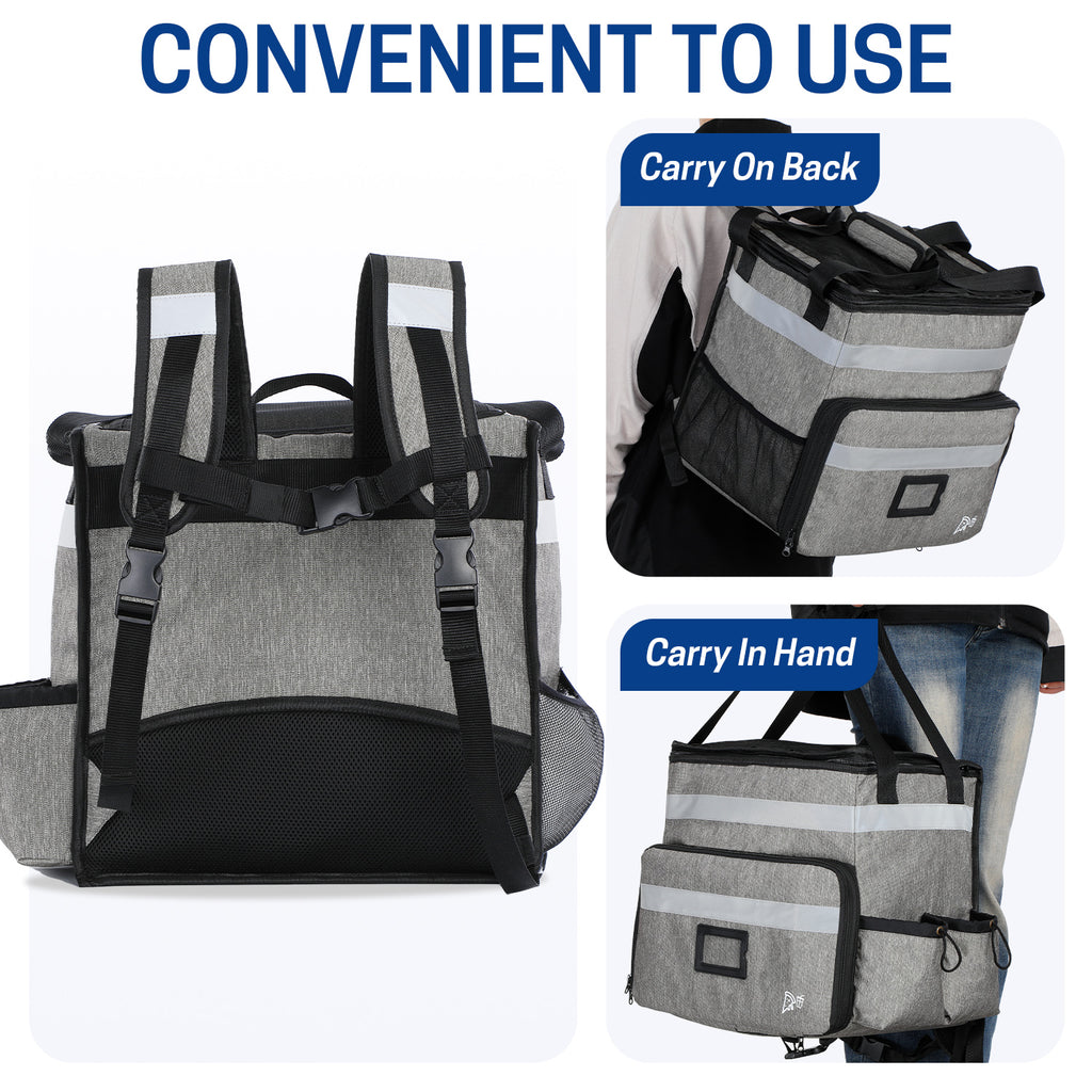 UNIWELL Insulated Food Delivery Backpack, Food Delivery Bag,Expandable Cooler & Hot Pizza Bags with Reflective Strip for Delivery,Camping & Beach