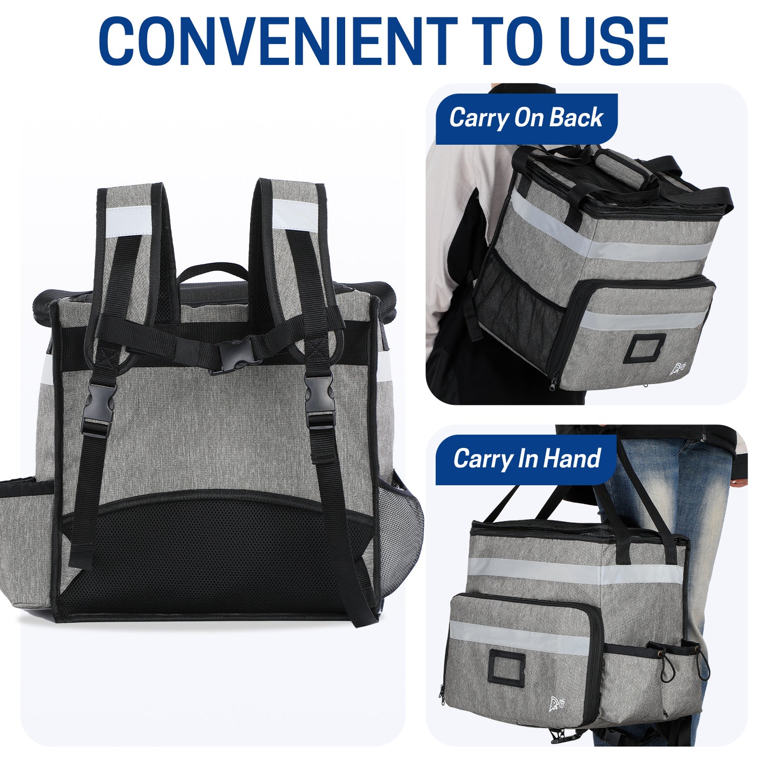 UNIWELL Insulated Food Delivery Backpack, Food Delivery Bag,Expandable Cooler & Hot Pizza Bags with Reflective Strip for Delivery,Camping & Beach