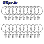 UNIWELL 20/40packs Curtain Rings with Clips, Heavy Duty Drapery Clip,Tension Rods Hooks, Polish Black Curtain Hooks Hangers