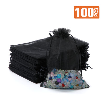 UNIWELL 100 Pcs 5x7 Inches Organza Bags Drawstring Mesh Jewelry Candy Pouches, Reusable Favor Bags for Christmas, Baby Shower, and Crafts