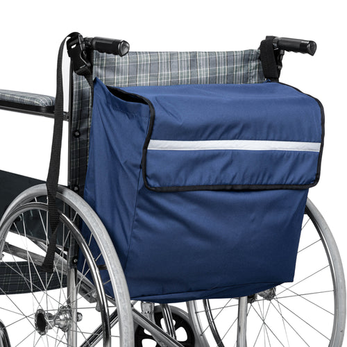 UNIWELL 18" x 16" x 8" Extra Large Wheelchair Storage Bag Waterproof Oxford Wheelchair Backpack Hanging Back Organizer with Safety Reflective Strip