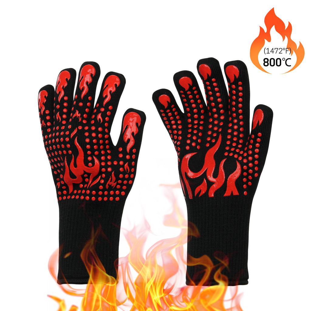 UNIWELL BBQ Gloves, Heat Resistant Cooking 1472°F Grilling Gloves for Barbecue,Fireproof, Cut-Resistant Grill Gloves