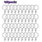 UNIWELL 20/40packs Curtain Rings with Clips, Heavy Duty Drapery Clip,Tension Rods Hooks, Polish Black Curtain Hooks Hangers