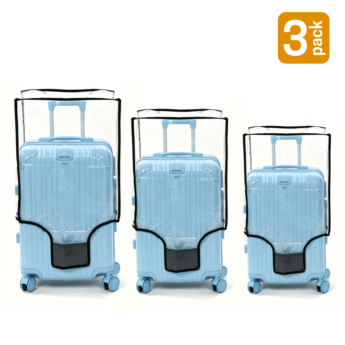 UNIWELL 3pack Luggage Cover Protector,20+24+28 inch Clear PVC Suitcase Dust Covers, Travel Dustproof Luggage Sleeve Protector