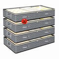 UNIWELL 4 Pack 75L Under Bed Storage Containers with Reinforced Handles, Clear Lids Foldable Underbed Storage Bags for Blankets, Comforter, Bedding, Clothes