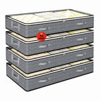 UNIWELL 4 Pack 75L Under Bed Storage Containers with Reinforced Handles, Clear Lids Foldable Underbed Storage Bags for Blankets, Comforter, Bedding, Clothes