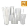 UNIWELL 20 oz Clear Plastic Cups with Lids and Straws, 25 Sets Disposable Drinking Cups for Cold Drinks, Iced Coffee, Milkshakes, Smoothies,
