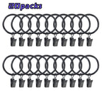 UNIWELL 20/40packs Curtain Rings with Clips, Heavy Duty Drapery Clip,Tension Rods Hooks, Polish Black Curtain Hooks Hangers