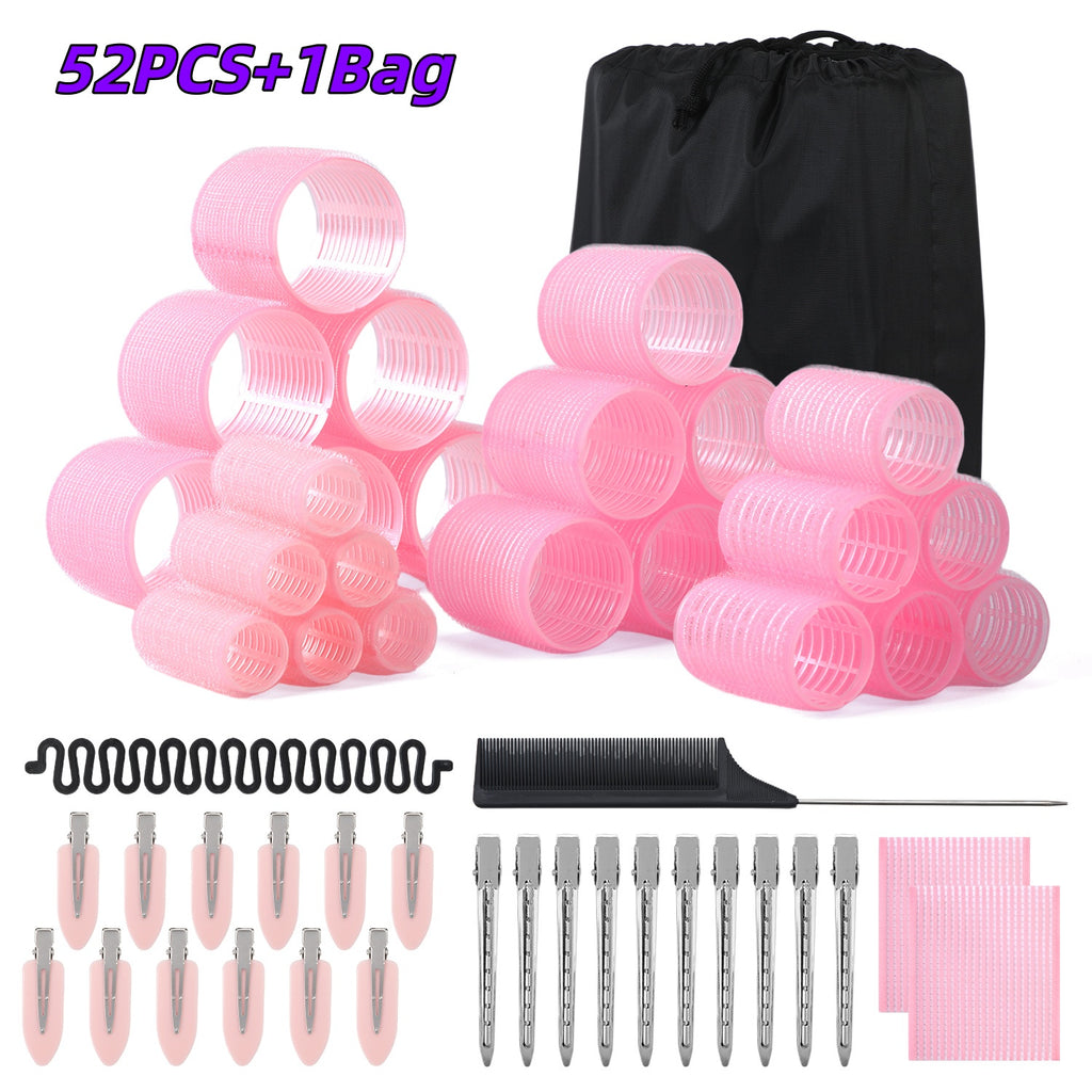UNIWELL 52pcs Self Grip Velcro Hair Rollers, Reusable Heatless Curlers for Long Medium Short Hair, No Heat Sleep-in Salon Hairdressing Set