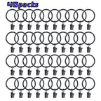 UNIWELL 20/40packs Curtain Rings with Clips, Heavy Duty Drapery Clip,Tension Rods Hooks, Polish Black Curtain Hooks Hangers