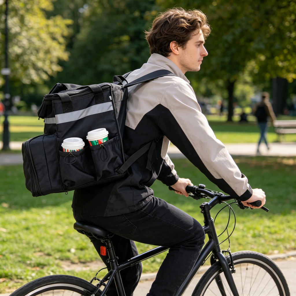 UNIWELL Insulated Food Delivery Backpack, Food Delivery Bag,Expandable Cooler & Hot Pizza Bags with Reflective Strip for Delivery,Camping & Beach
