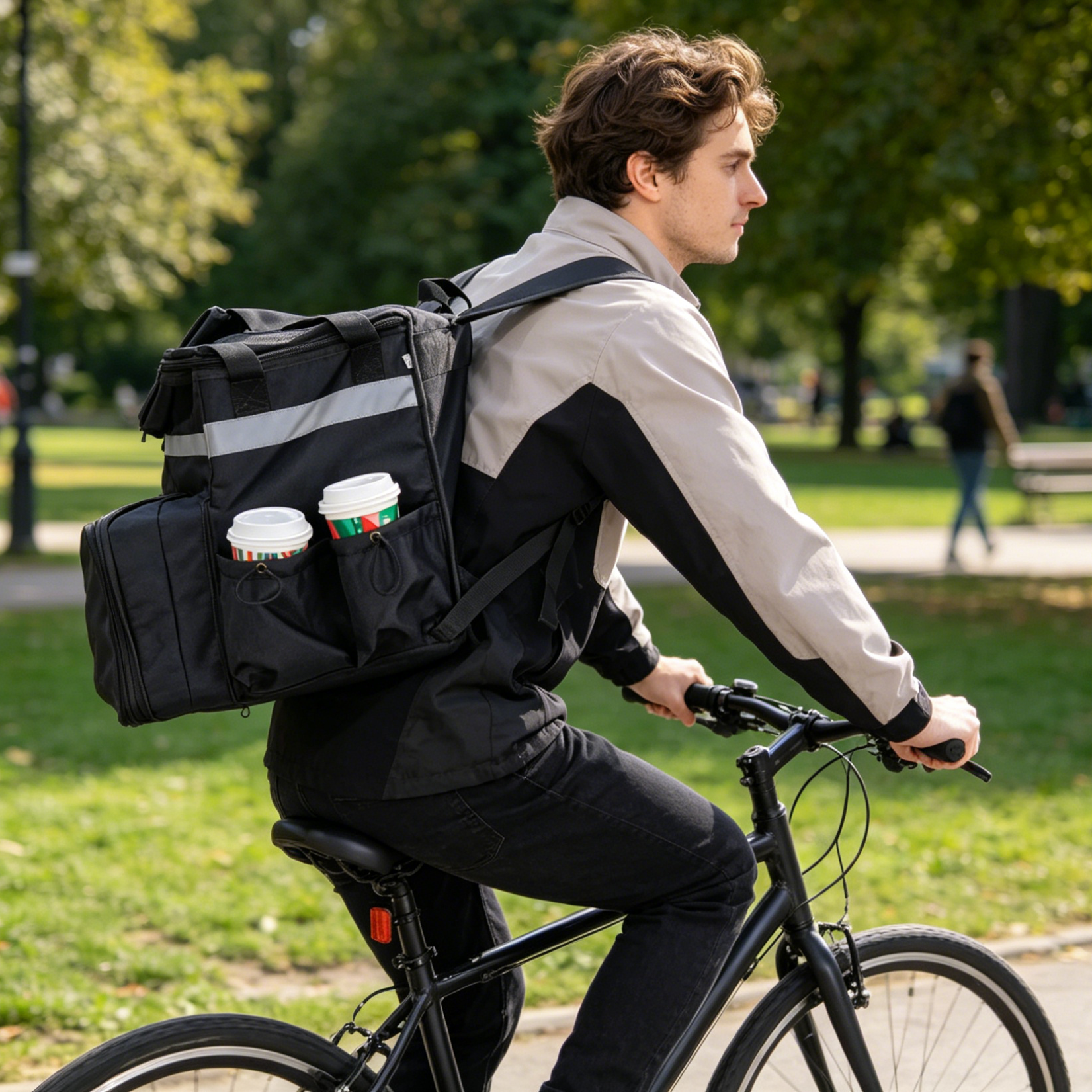 UNIWELL Insulated Food Delivery Backpack, Food Delivery Bag,Expandable Cooler & Hot Pizza Bags with Reflective Strip for Delivery,Camping & Beach