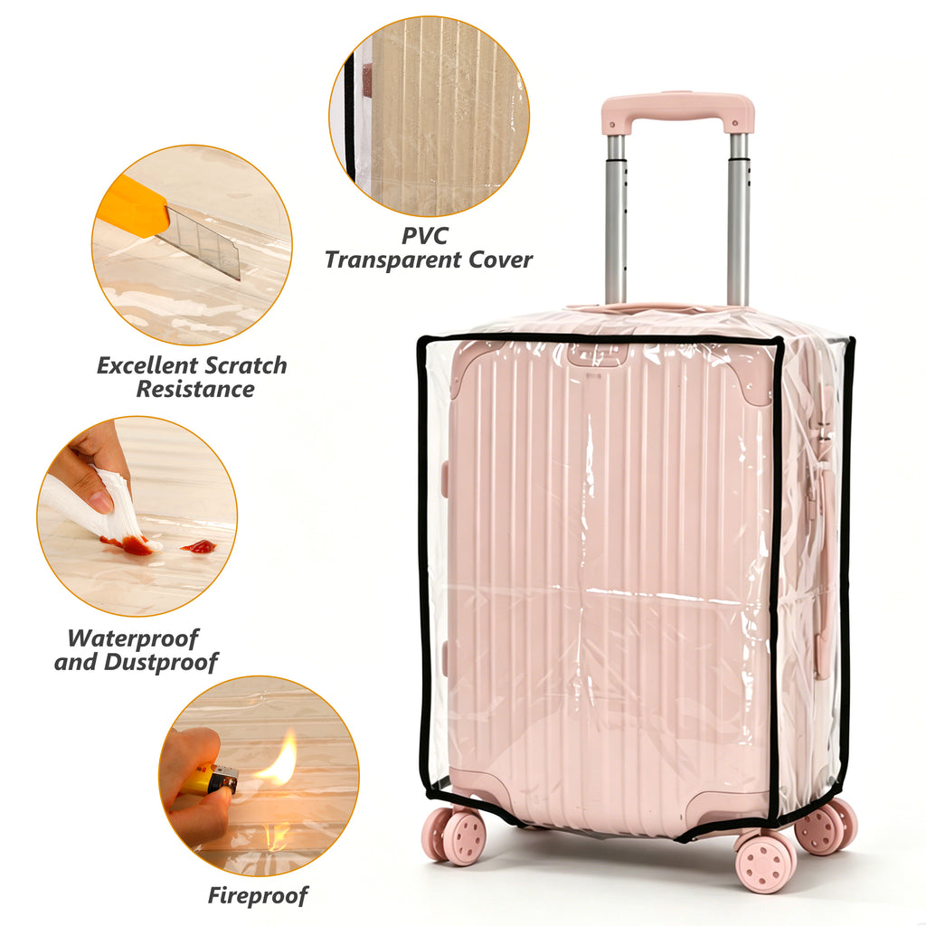 UNIWELL 3pack Luggage Cover Protector,20+24+28 inch Clear PVC Suitcase Dust Covers, Travel Dustproof Luggage Sleeve Protector