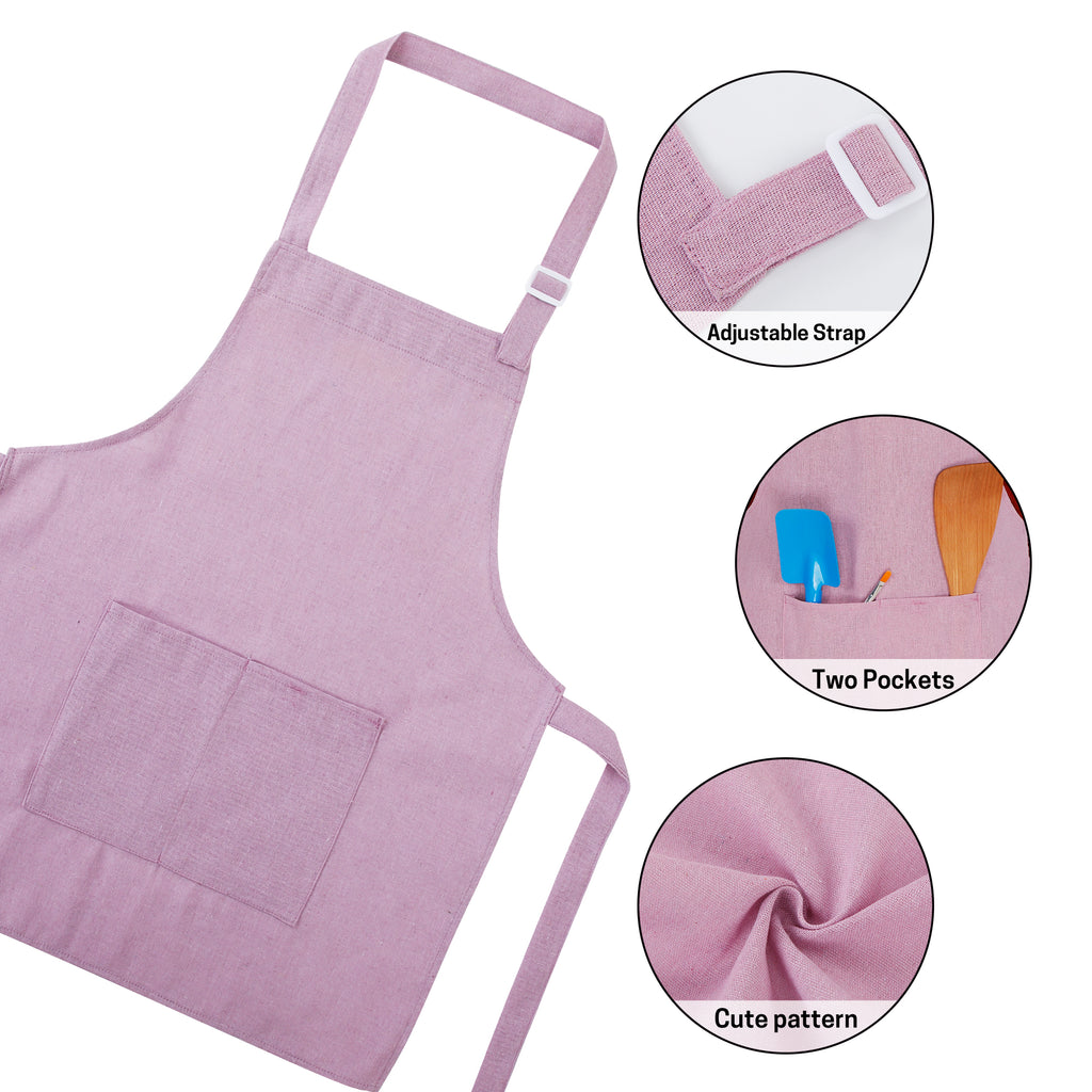Kids Apron for 1.2‑1.5m Children, Adjustable Cooking Apron with Pocket for Kitchen Baking Painting Art