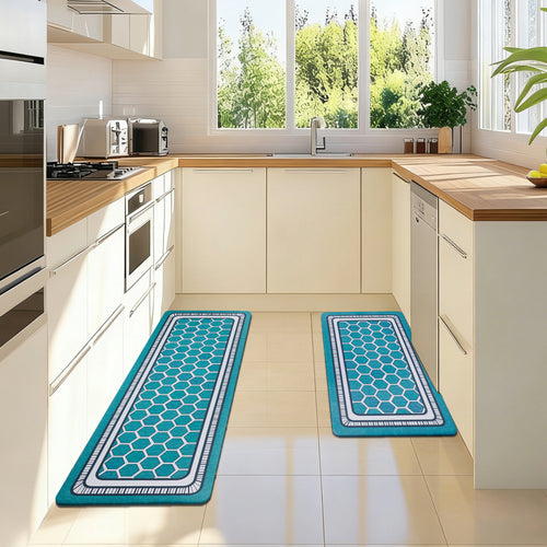 UNIWELL 2-Pack Non-Slip Kitchen Rug Set, Washable Floor Mats 17"x30"+17"x47"