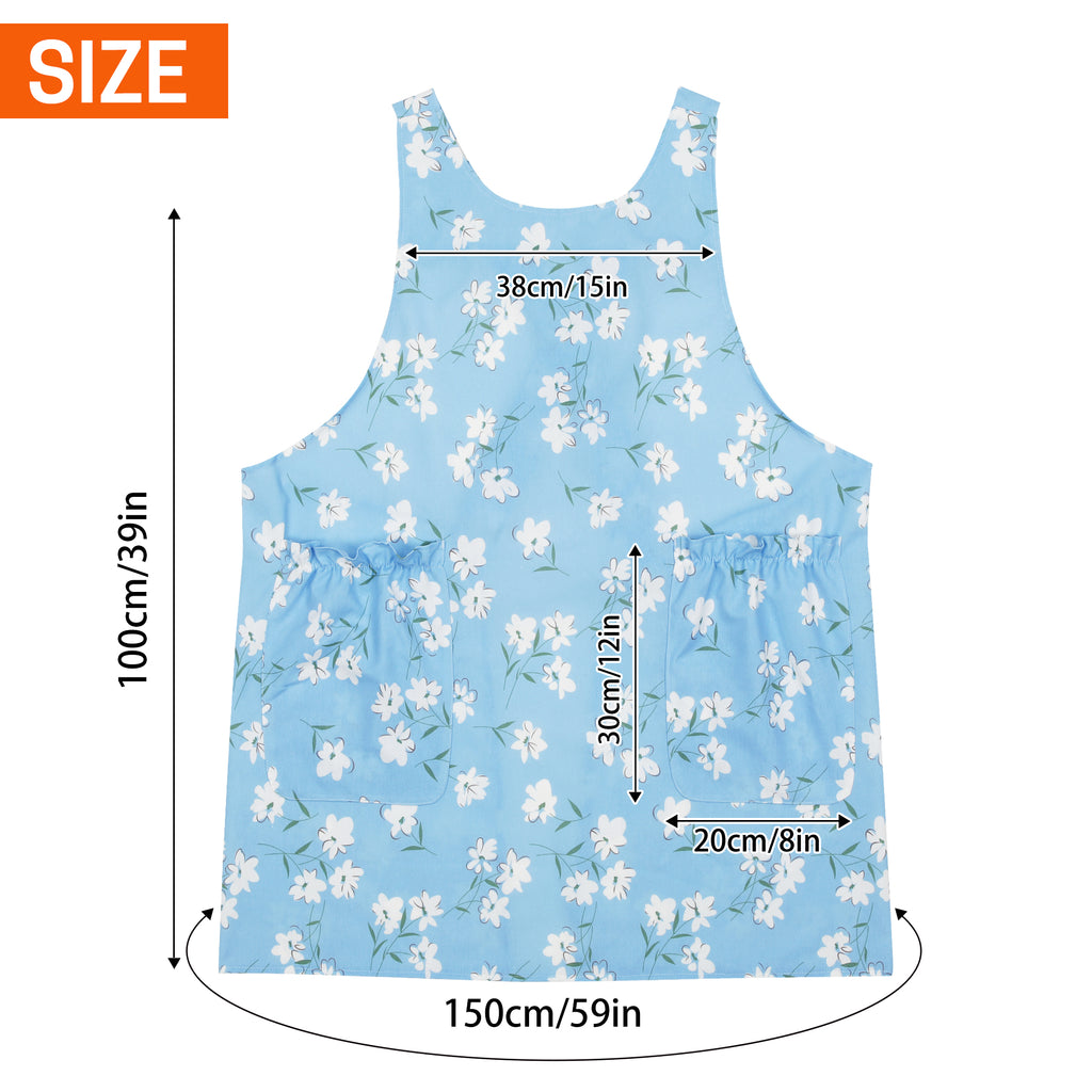 UNIWELL Oversized Aprons for Women with Pockets Cotton Polyester Adjustable Cross Back Apron for Cooking Baking Gardening
