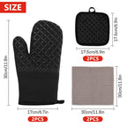 UNIWELL 6pack Oven Mitts Sets ,Kitchen Gloves and Pot holders Set Heat-Resistant Non-Slip for BBQ Baking Cooking