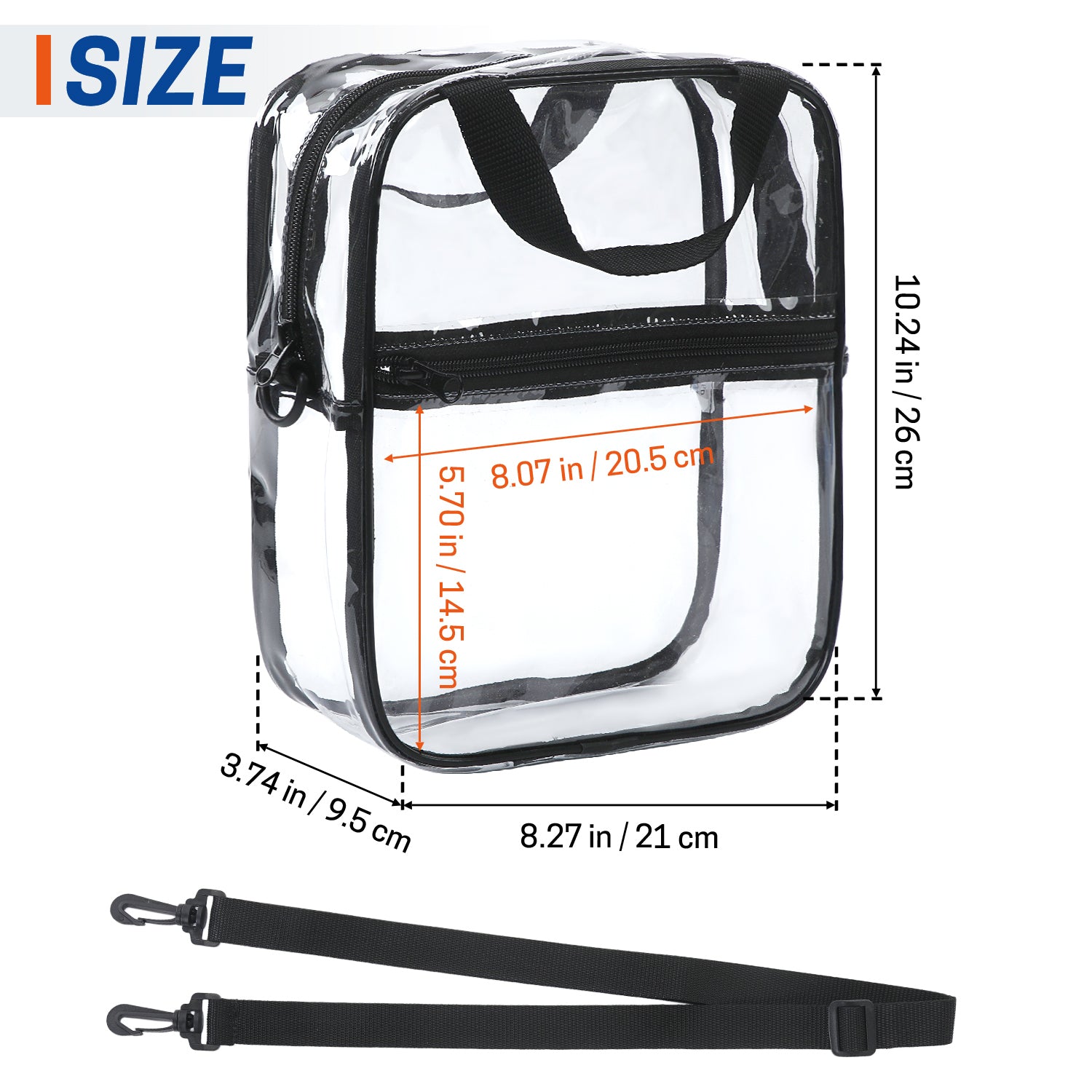 UNIWELL Clear Bag Stadium Approved, Unisex Crossbody Bag Adjustable Strap Shoulder Bags for Concerts Festival Sports Events