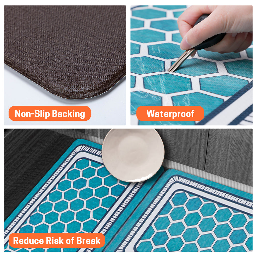 UNIWELL 2-Pack Non-Slip Kitchen Rug Set, Washable Floor Mats 17"x30"+17"x47"