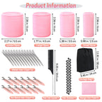 UNIWELL 52pcs Self Grip Velcro Hair Rollers, Reusable Heatless Curlers for Long Medium Short Hair, No Heat Sleep-in Salon Hairdressing Set