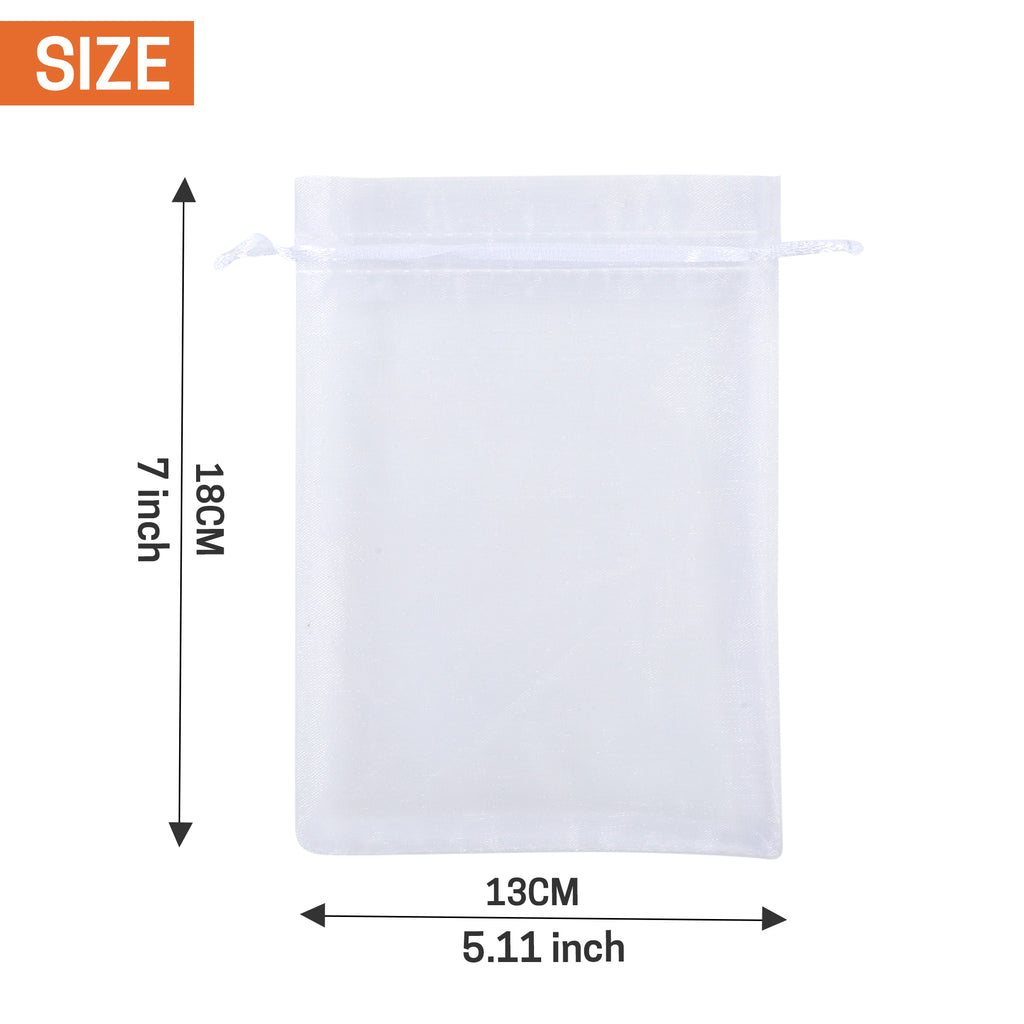 UNIWELL 100 Pcs 5x7 Inches Organza Bags Drawstring Mesh Jewelry Candy Pouches, Reusable Favor Bags for Christmas, Baby Shower, and Crafts