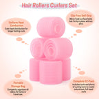 UNIWELL 52pcs Self Grip Velcro Hair Rollers, Reusable Heatless Curlers for Long Medium Short Hair, No Heat Sleep-in Salon Hairdressing Set