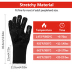 UNIWELL BBQ Gloves, Heat Resistant Cooking 1472°F Grilling Gloves for Barbecue,Fireproof, Cut-Resistant Grill Gloves