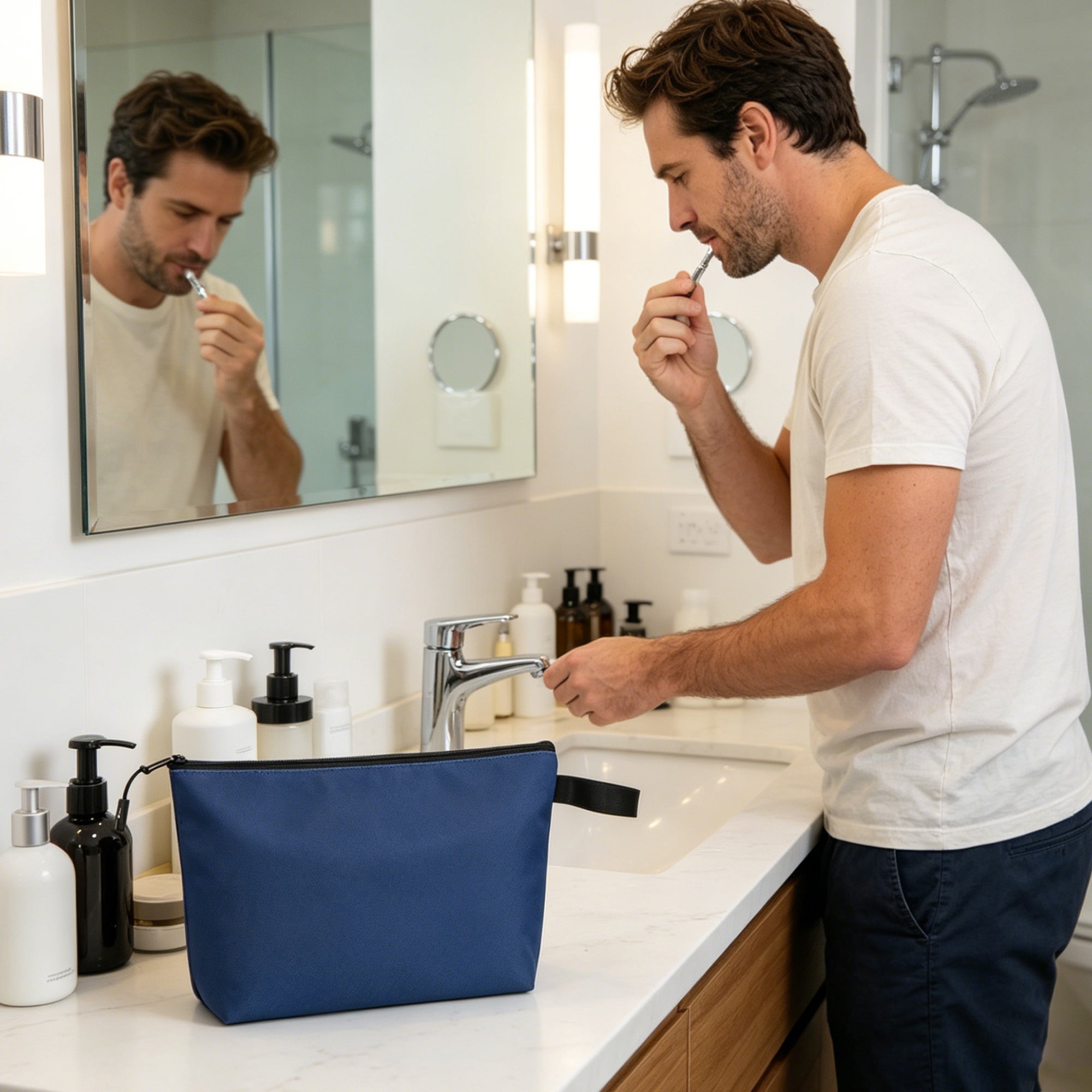 UNIWELL Travel Toiletry Bag for Men - Hanging Toiletries Bag Water Resistant  Shaving Bag with Large Capacity for Travel Blue
