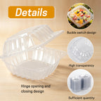 UNIWELL 50/100packs 5x5 Inch Clear Plastic Food Container ,Clamshell Takeout Trays Disposable Plastic Hinged Lids Dessert Food Container for Hamburgers,Cakes,Sandwiches,Pasta,Chips