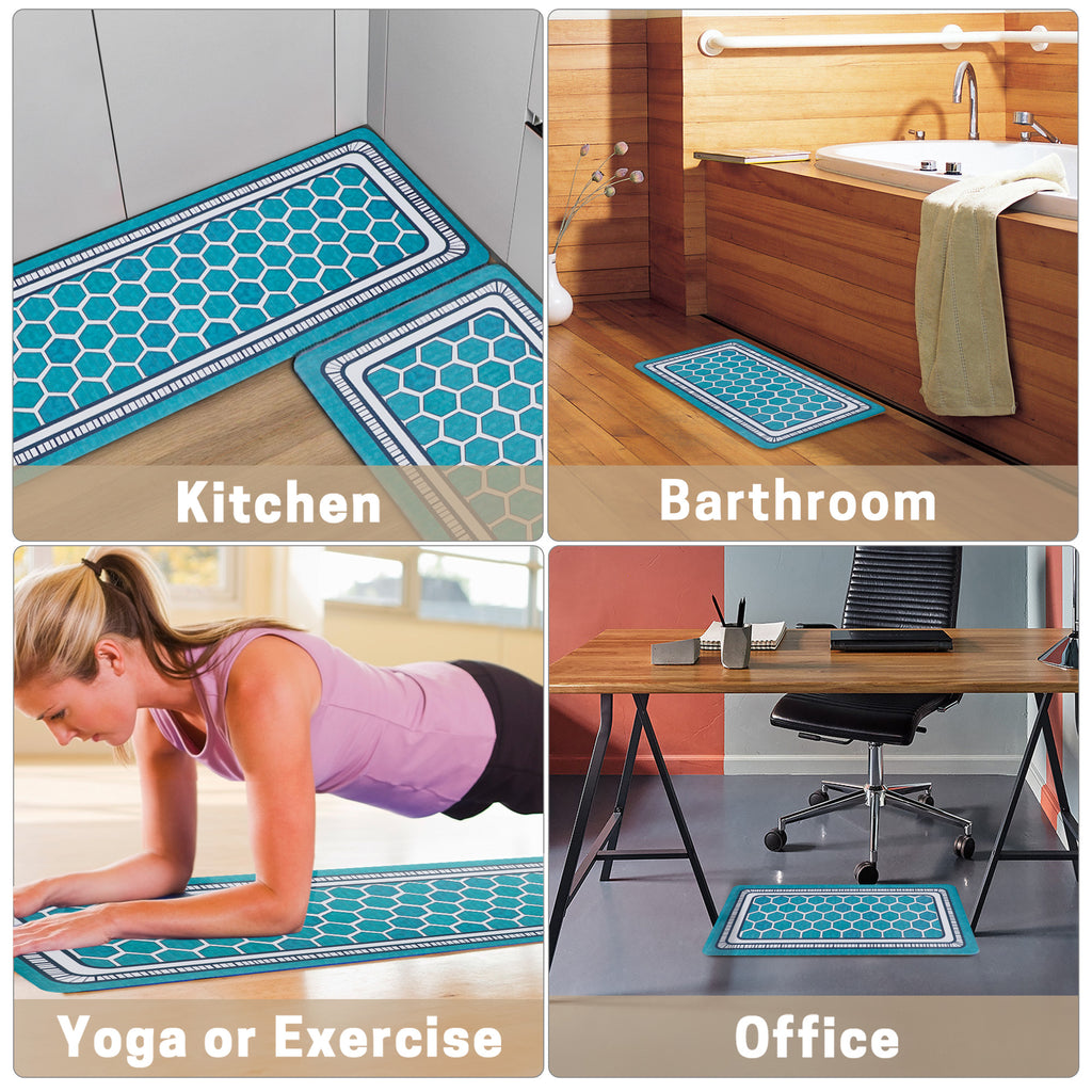 UNIWELL 2-Pack Non-Slip Kitchen Rug Set, Washable Floor Mats 17"x30"+17"x47"