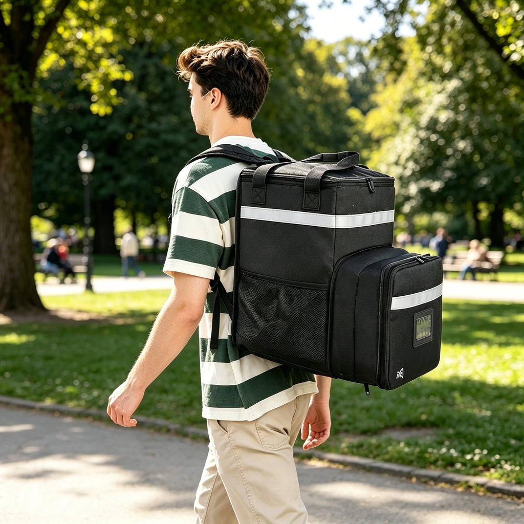 UNIWELL Insulated Food Delivery Backpack, Food Delivery Bag,Expandable Cooler & Hot Pizza Bags with Reflective Strip for Delivery,Camping & Beach