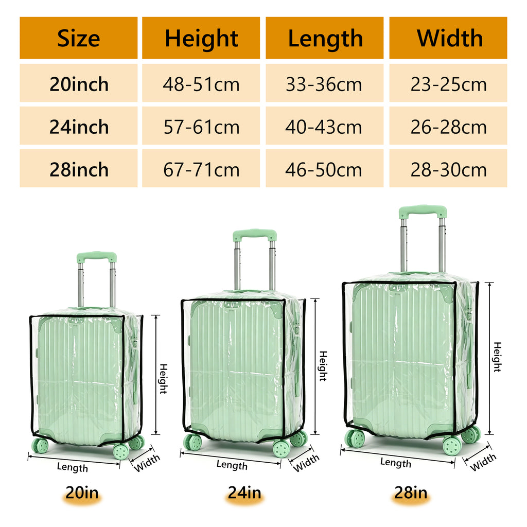 UNIWELL 3pack Luggage Cover Protector,20+24+28 inch Clear PVC Suitcase Dust Covers, Travel Dustproof Luggage Sleeve Protector