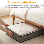 UNIWELL 4 Pack 75L Under Bed Storage Containers with Reinforced Handles, Clear Lids Foldable Underbed Storage Bags for Blankets, Comforter, Bedding, Clothes